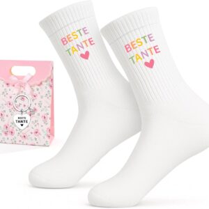 Scinzene Best Aunt Gift, Gifts for Aunt, Socks, Keyring and Floral Gift Bag, You Will Gift Ideal Surprise for Family Everyday Office Travel from Niece & Nephew