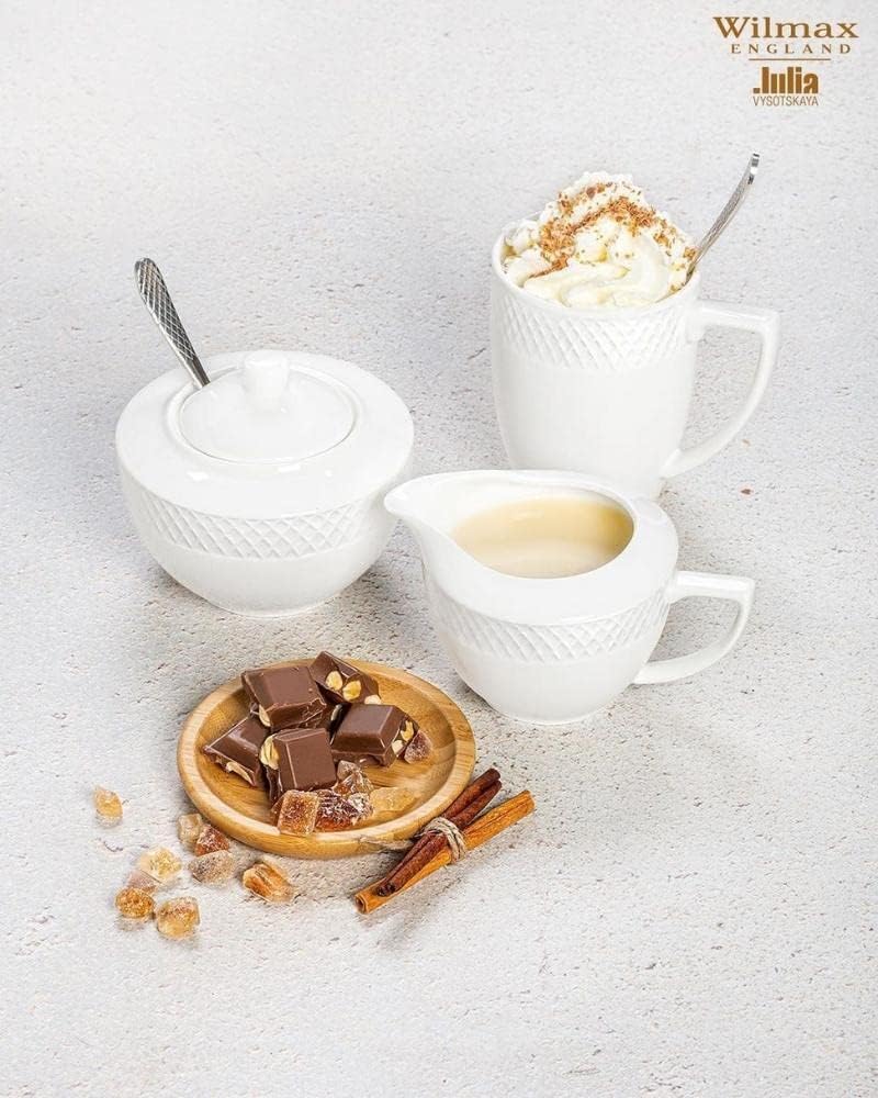 Wilmax Tea Cups & Coffee Cups Set of 2 Coffee Cups Porcelain Mug Set Cup for Tea Coffee Cappuccino Porcelain Cups with Handles for Office and Home White Gift Set 350 ml – Bild 6
