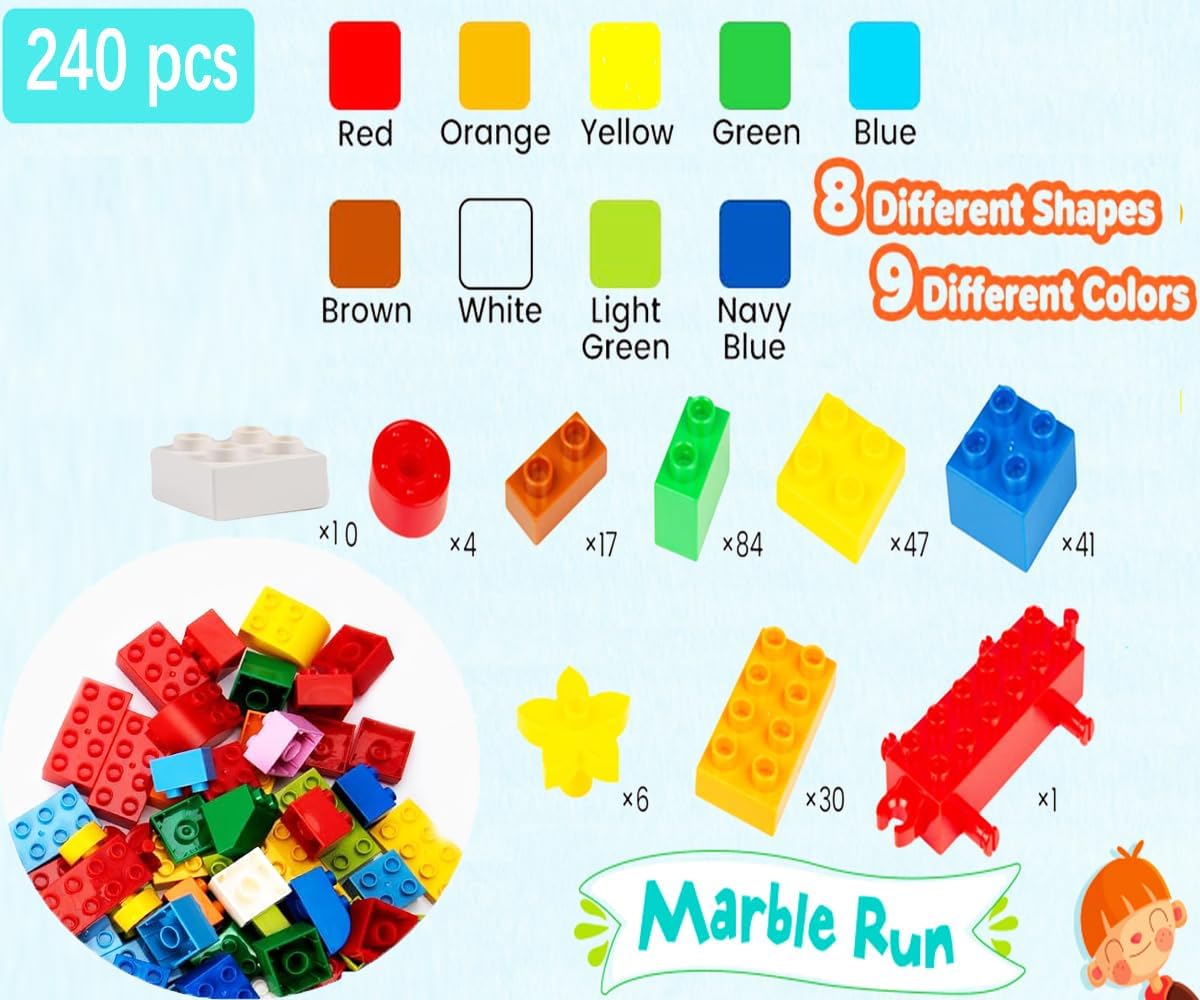 Large Building Blocks, 240 Pieces Stones in 9 Colours and 8 Sizes, Compatible - Gift for Children from 3 Years – Bild 2