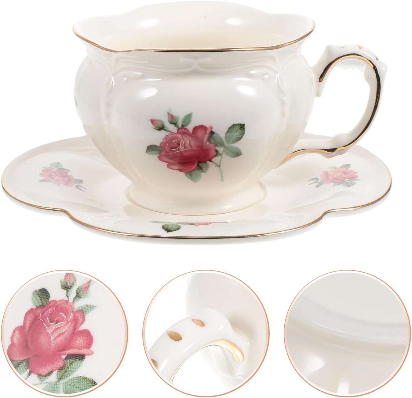 Beaupretty Keramik Teetasse mit Untertasse, 1 Satz, Zarte Kurvenform – Bild 8
