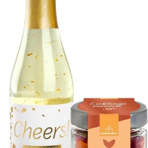 Set of 2 Gold Secco Cheers! and Fruit Gum Favourite Person 120 g Bundle for Gifting Gift for Wedding, Birthday or Valentine’s Day Gift for Girlfriend Prosecco with Gold
