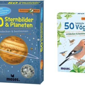 Moses 9740 Expedition Nature – 50 Constellations and Planets | Destination Cards in Set & 9715 Expedition Nature – 50 Native Birds | Destination Cards in Set
