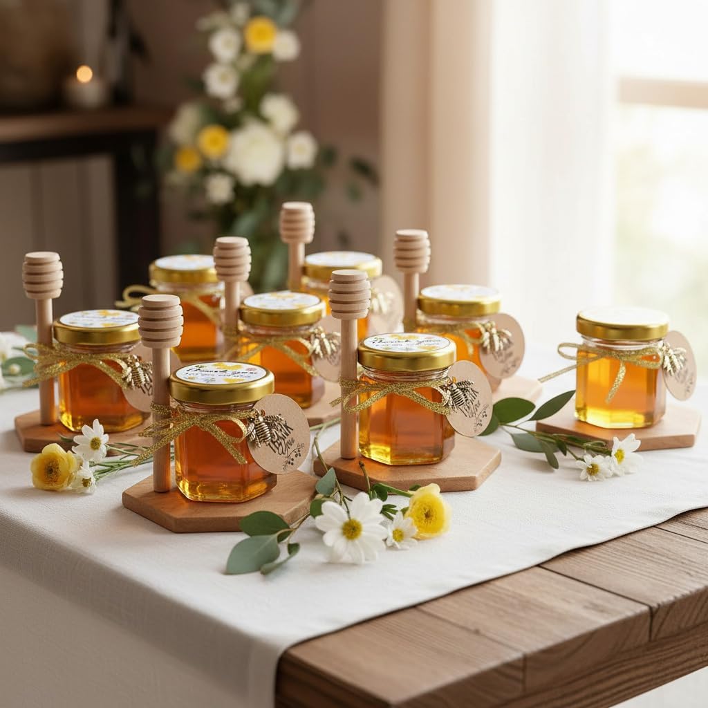 Ahhute Small Honey Jars, Honey Jar with Honey Spoon, Pack of 60, 45 ml – Bild 4