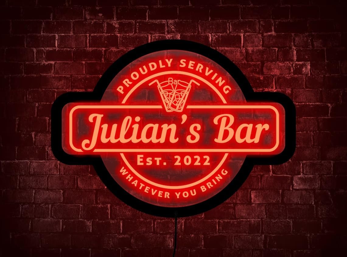 Personalised Bar Neon Sign, Personalized Bar Light Sign, Bar Light Sign, Bar Neon Light, Custom Bar LED Sign, Home Bar Neon Sign, Gift for Drinkers