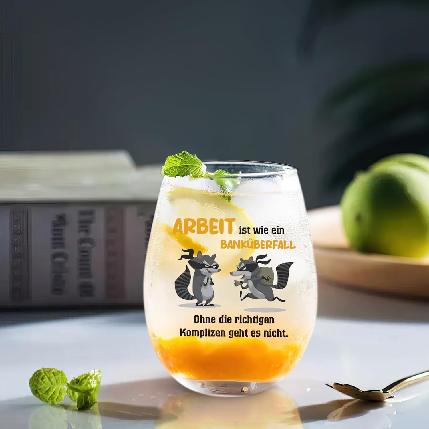 Joymaking Wine Glass Colleague Gift - Work is Like a Bank Robbery, Secret Santa Gifts for Colleagues, Thank You Gift Employees, Funny Farewell Gift Colleagues, Small Gifts Colleagues, 17 oz – Bild 5