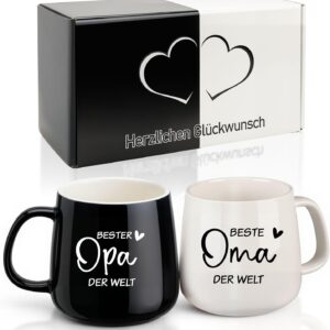 TUZELIYA Oma & Opa Geschenk – Kaffeetassen Geschenk für Oma & Opa