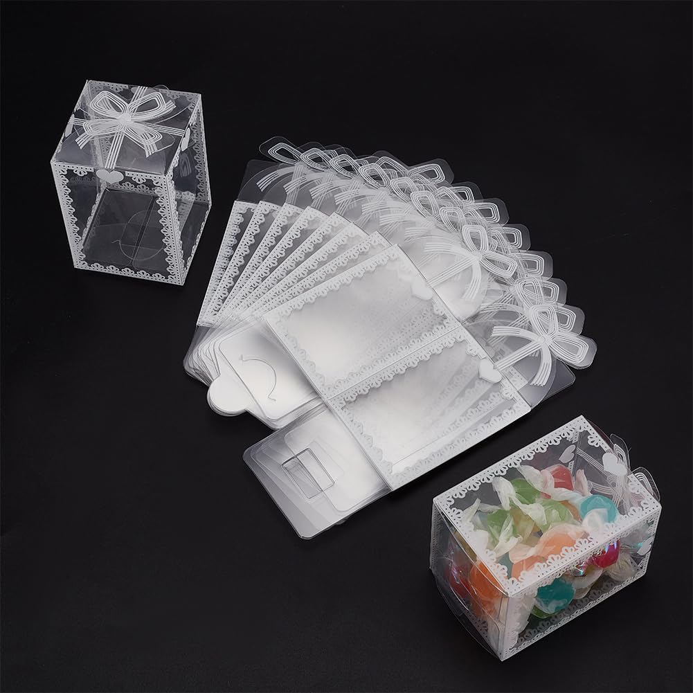 NBEADS Pack of 24 Transparent PVC Boxes 5 x 5 x 7 cm Crown Print Favor Packaging Box Clear Rectangle Gift Boxes for Sweets Chocolate Christmas Wedding Party Ornaments Gifts – Bild 4