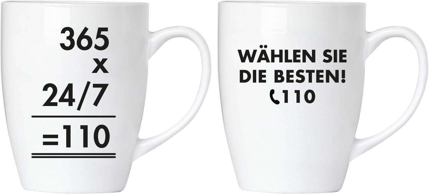 BRUBAKER "Choose the Best!" 110 Police Ceramic Mug Set - Greeting Card and Gift Pack