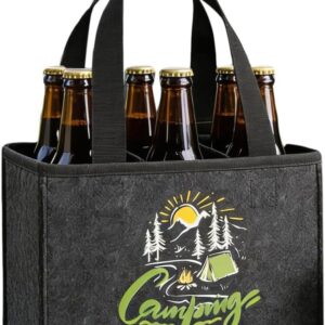 Felt Beer Bottle Bag Grilling is a Craft, Beer the Reward – Funny Beer Carrier for 6 Bottles – Gift for Men, Dads & Grill Masters, Camping, travel bag