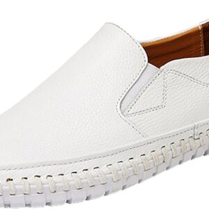 rismart Moccasin Men's Comfort Flat Shoes Leather Slip On Boat Shoes Slippers