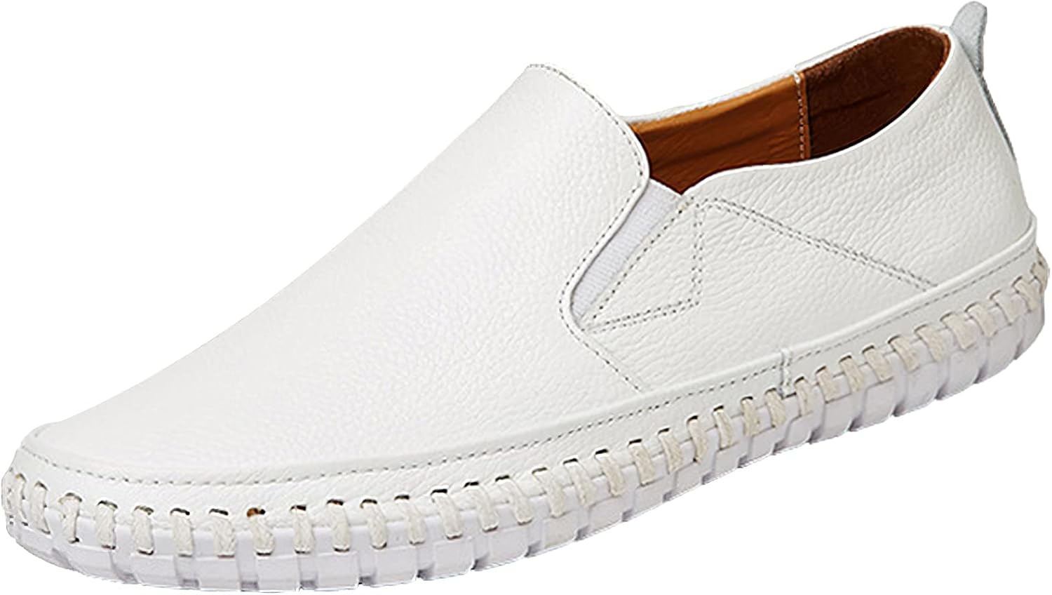 rismart Moccasin Men's Comfort Flat Shoes Leather Slip On Boat Shoes Slippers