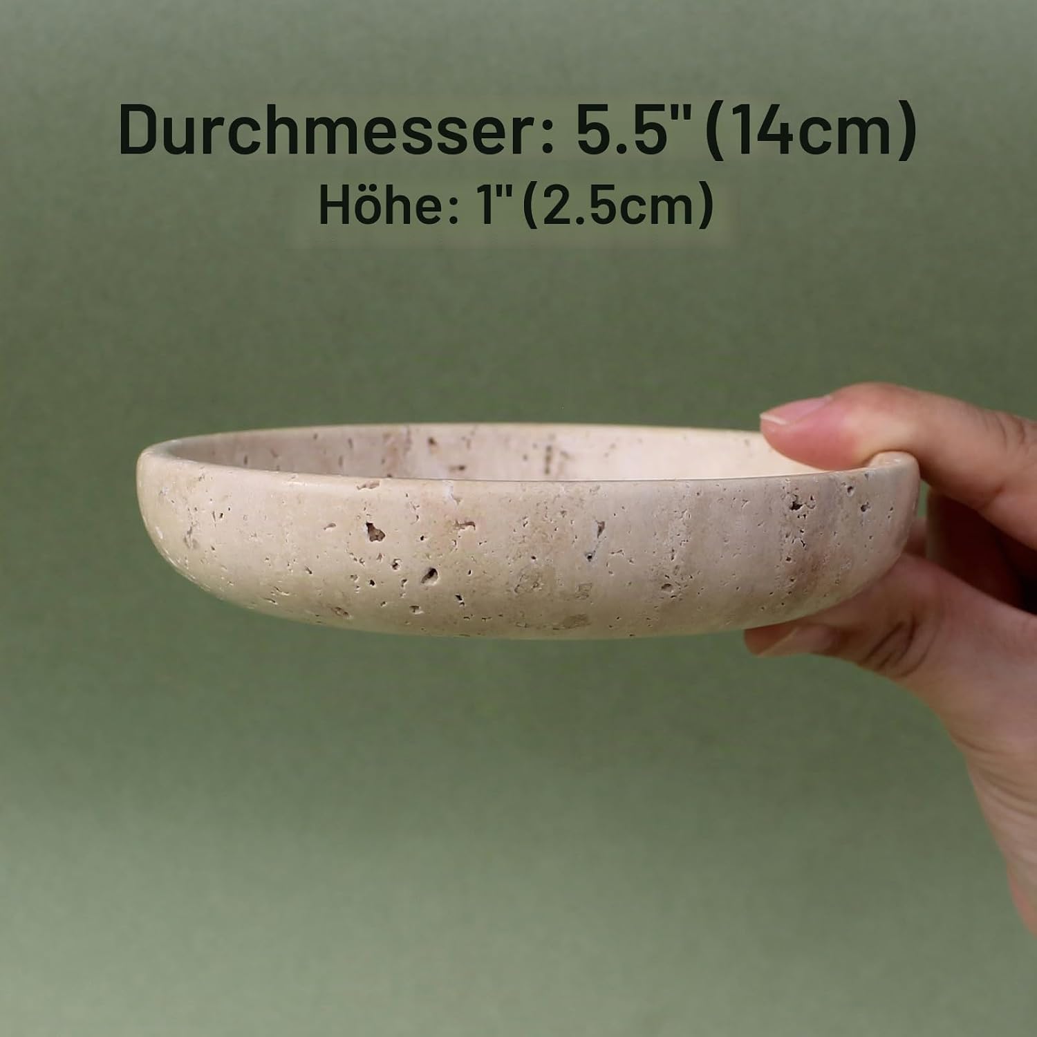 Natural Marble Travertine Jewellery Dish 14cm Jewellery Dish for Rings Earrings Gift for Wife Daughter (Beige Travertine) – Bild 2