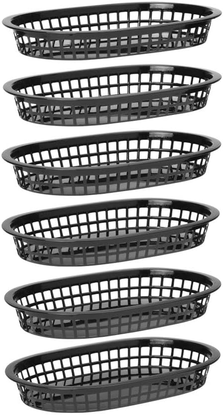 HENDI Servierkörbe, im Fastfood-Stil, Körbe, zum Servieren für Pommes Frites, Garnelen, Zwiebelringen, Stückzahl: 6, 275x175x(H)38mm, Schwarz – Bild 4