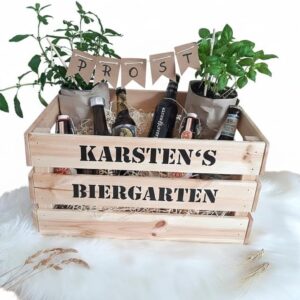 Beer Garden/Herb Garden with Name, Personalised Stickers or Wooden Gift Box DIY Father's Day Mother's Day Gift to Fill Yourself