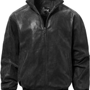 FLAVOR Men's Real Leather Bomber Jacket Leisure Jacket