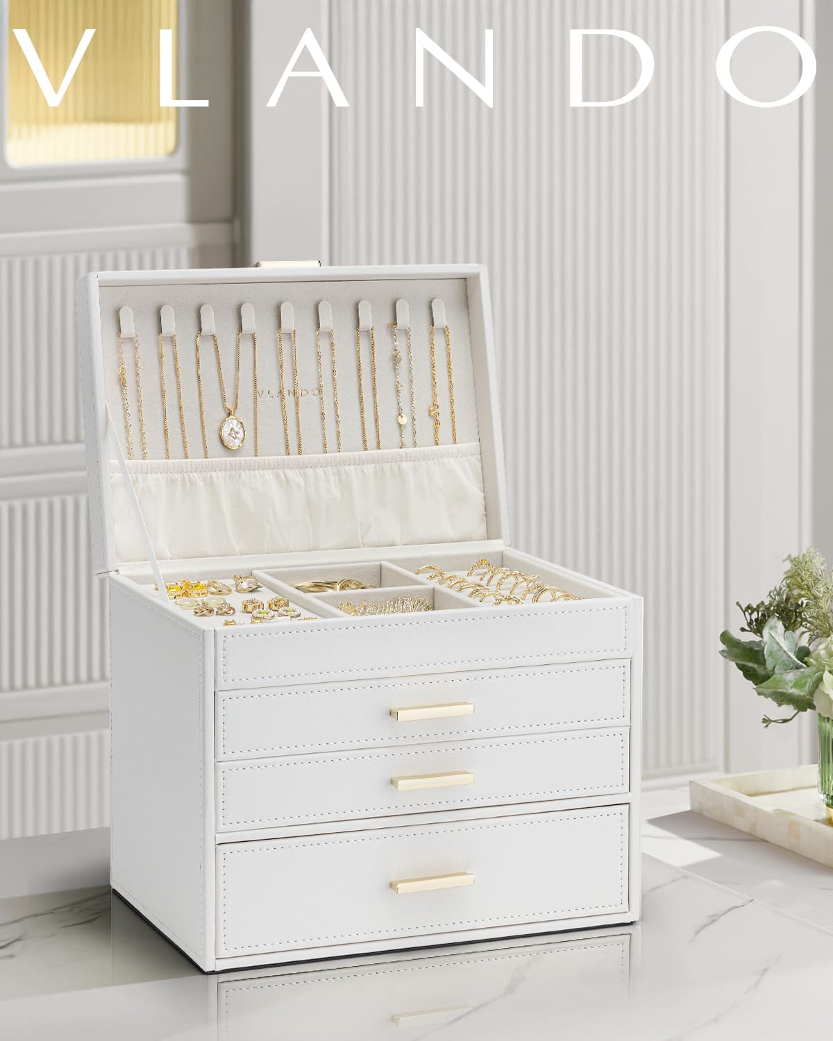 Vlando Jewellery Box Large Jewellery Storage with 4 Levels, Room Decoration – Bild 2
