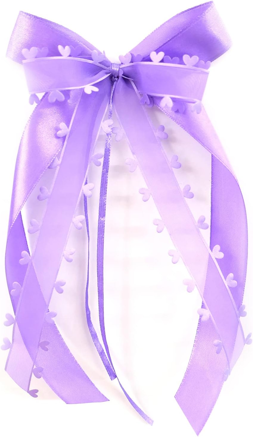 Pack of 10 Car Bows Antenna Bows Organza Heart Bows Car Jewellery Bride Couple Decoration Car Wedding Decoration Wedding Bows for Wedding Party Birthday Gift Packaging Purple