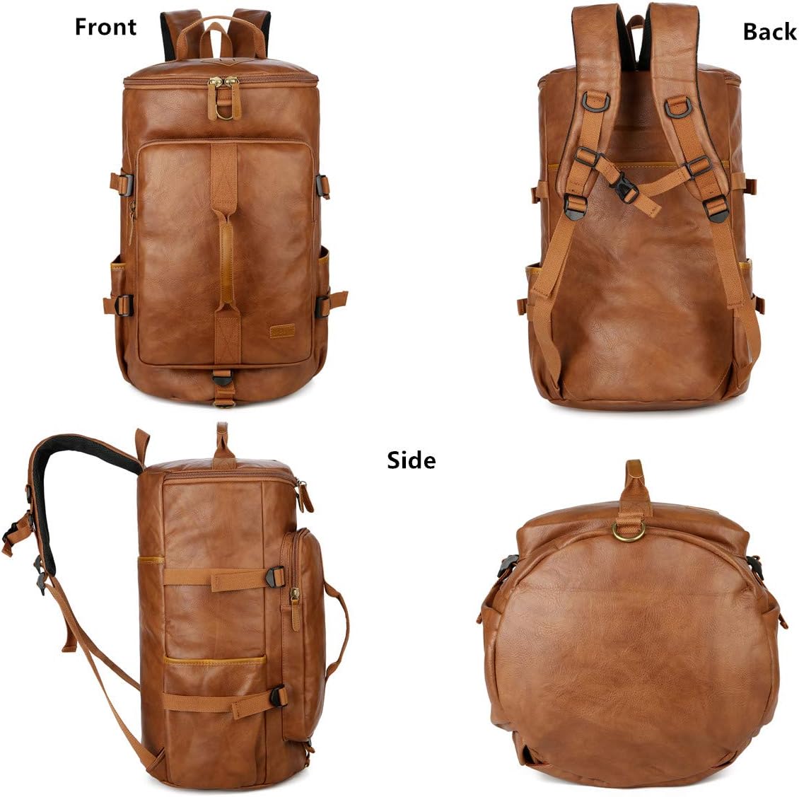BAOSHA HB-26 Men's Backpacks Hand Luggage Shoulder Bag Convertible PU Leather Travel Bag Hiking Backpacks Sports Bag Travel Duffel Bag Weekender Bag – Bild 6