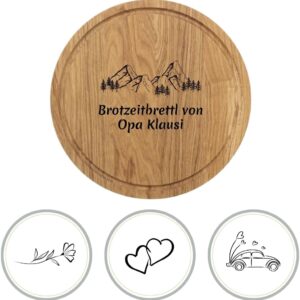 HOFMEISTER Round Oak Chopping Board 30 cm with Juice Groove – Solid Wooden Board for Kitchen and Table, Gentle on Blade, Handmade (Pack of 1)