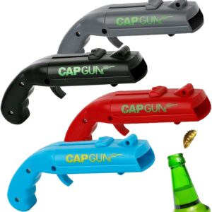 Pack of 4 Cap Gun Bottle Opener Gun, Bottle Opener Funny, Funny Shootable Cap Gun as Beer Gift for Men, Birthday & Christmas Gadget for Party, Bar and Home