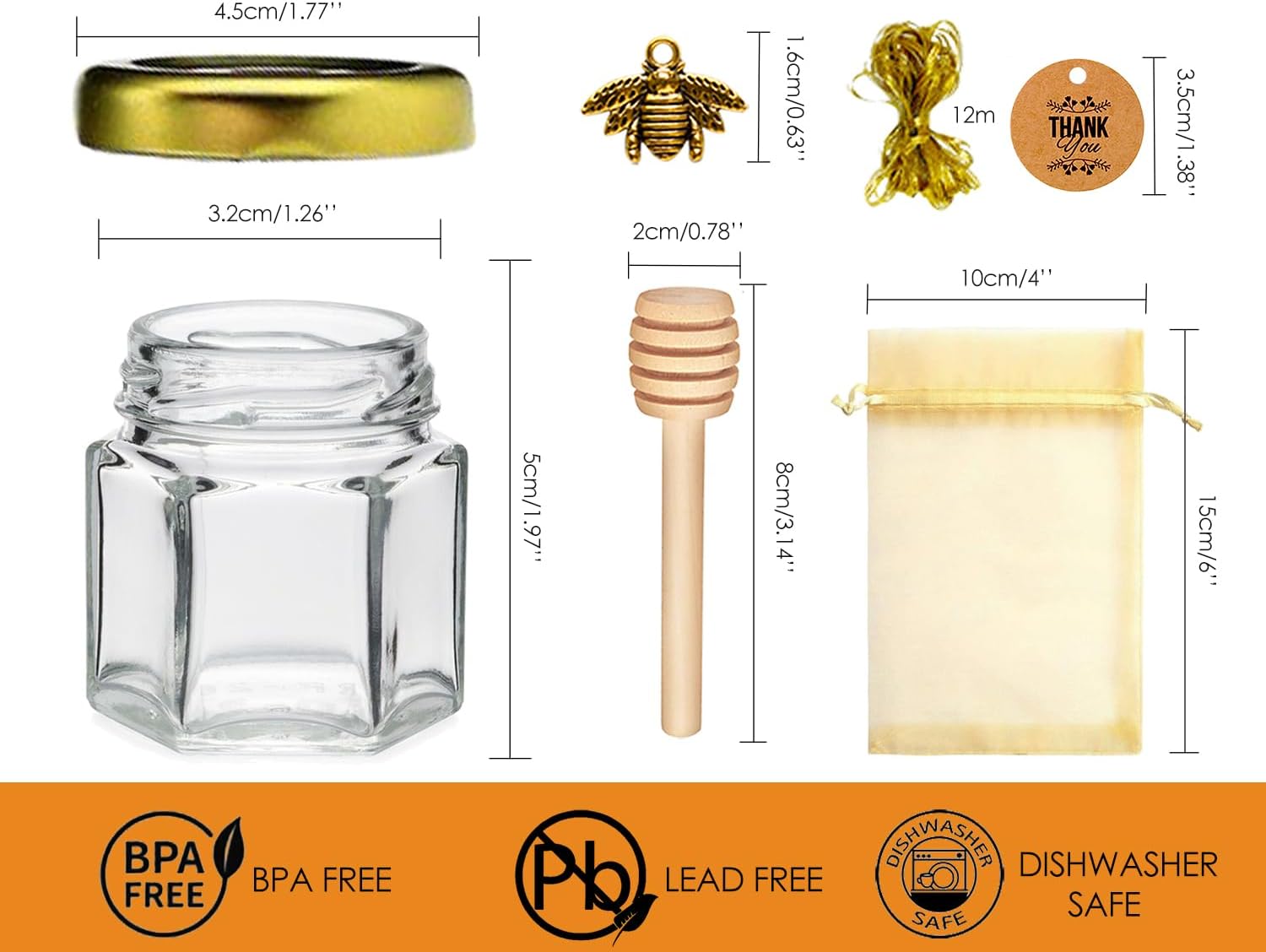 Ahhute Small Mini Honey Jar with Honey Spoon, Pack of 20, 45 ml – Bild 2