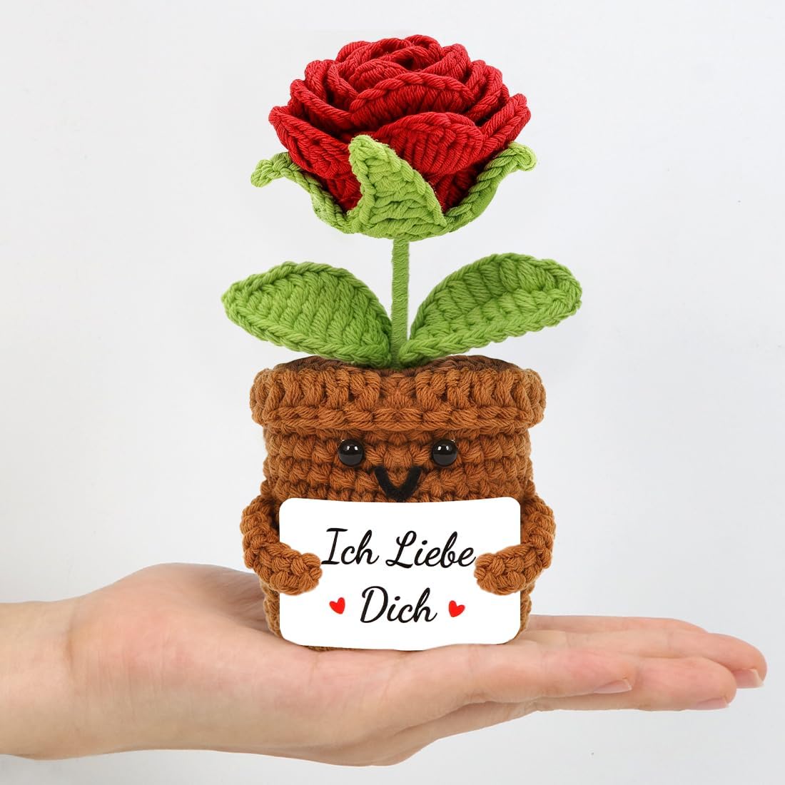 HUKUMA Gifts for Couples, I Love You Gifts for Women Men, Handmade Crocheted Rose Flower Figures, Valentine's Day, Wedding Anniversary, Love, I Love You Gift for Him – Bild 4