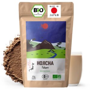 ORIGEENS Japanese Organic Hojicha Powder – Organic Hojicha Tea Powder Dark Roasted for Matcha Latte – 80 g Bag