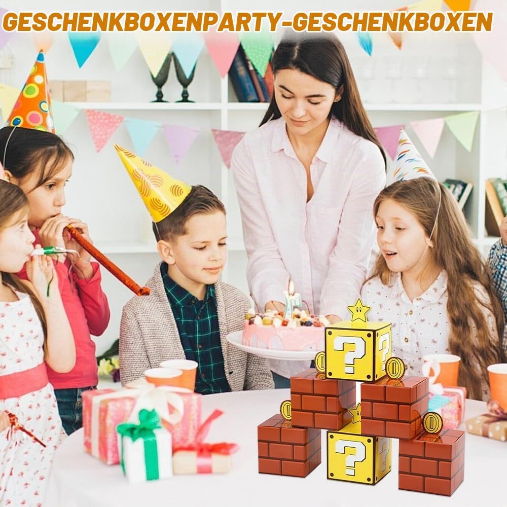 Mario Gift Box Birthday Children, Pack of 24 Game Treat Box, Party Boxes Gift Box for Wedding, Party, Children's Birthday, Christmas Eve, Halloween (12 Yellow + 12 Brown) – Bild 6