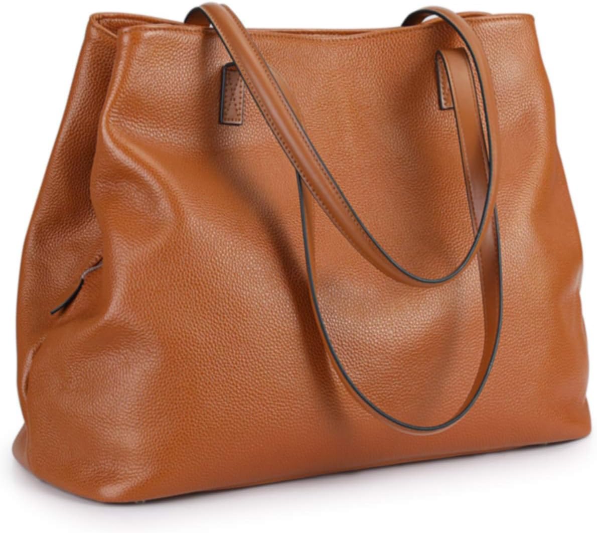 S-ZONE Women's Handbag Soft Genuine Leather Large Foldable Shopper Shoulder Bag 13 Inch Laptop Bag Handle Bags