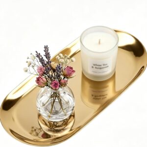 Tissting Decorative Tray Stainless Steel Oblong Small Tray Gold 23 cm