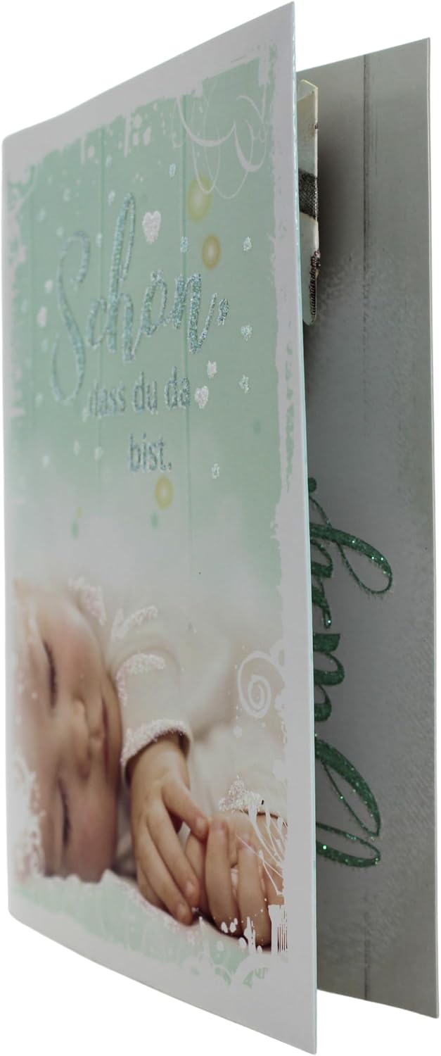 Kurt Eulzer Pop Up Card Birth Baby Greeting Card 3D Folding Card with Glitter Effect Envelope High-Quality Greeting Card for Boys Girls Parents Baby Happiness Gift Idea for Birth – Bild 6