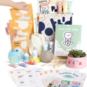 Pott'd Clay Ceramic Set for At-Home Beginners - Air Drying The set includes: Air-drying clay, tools, paints, brushes, sealant, instructions - pastel colours