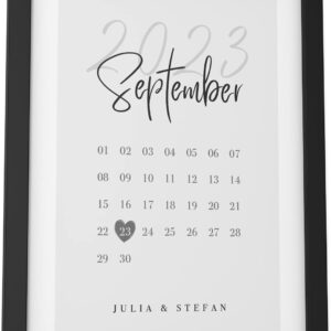 Papierschmiede Personalised Calendar with Name, DIN A5 (15 x 21 cm), Choice of Picture Frame, Poster Gifts Ready Framed, Personalised Picture Gift, Anniversary, Wedding "Wedding Calendar"