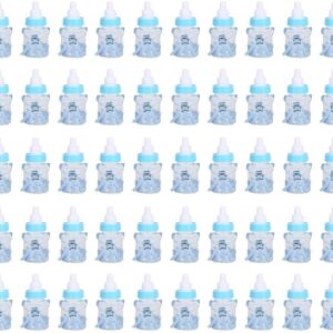 Pack of 50 Feeder Style Candy Bottles for Baby Shower, Mini Party Favors Fillable Candy Gift Box for Boy Girl Newborn Infant Baptist Christening Birthday Party Decoration (Blue)