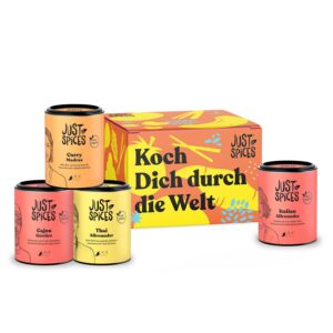 Just Spices Fernweh Gift Box, Gift Set with 4 Spice Jars, For Delicious Dishes from Around the World, Gift for Travel Lovers