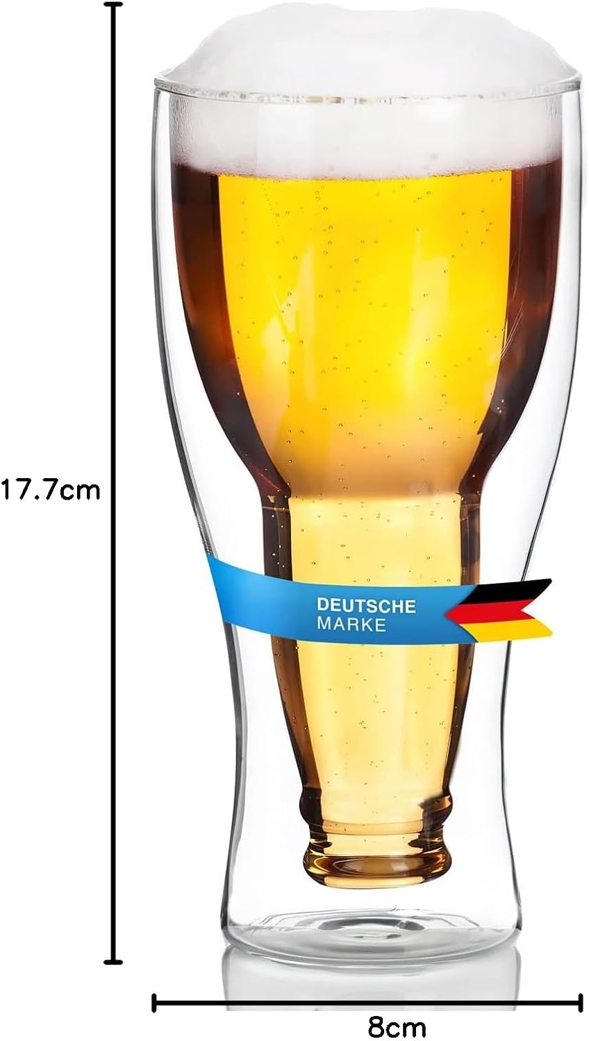 Dimono Double-Walled Beer Glass 0.33 L Inside Out Inverted Beer Bottle in Glass (2 Glasses) – Bild 7