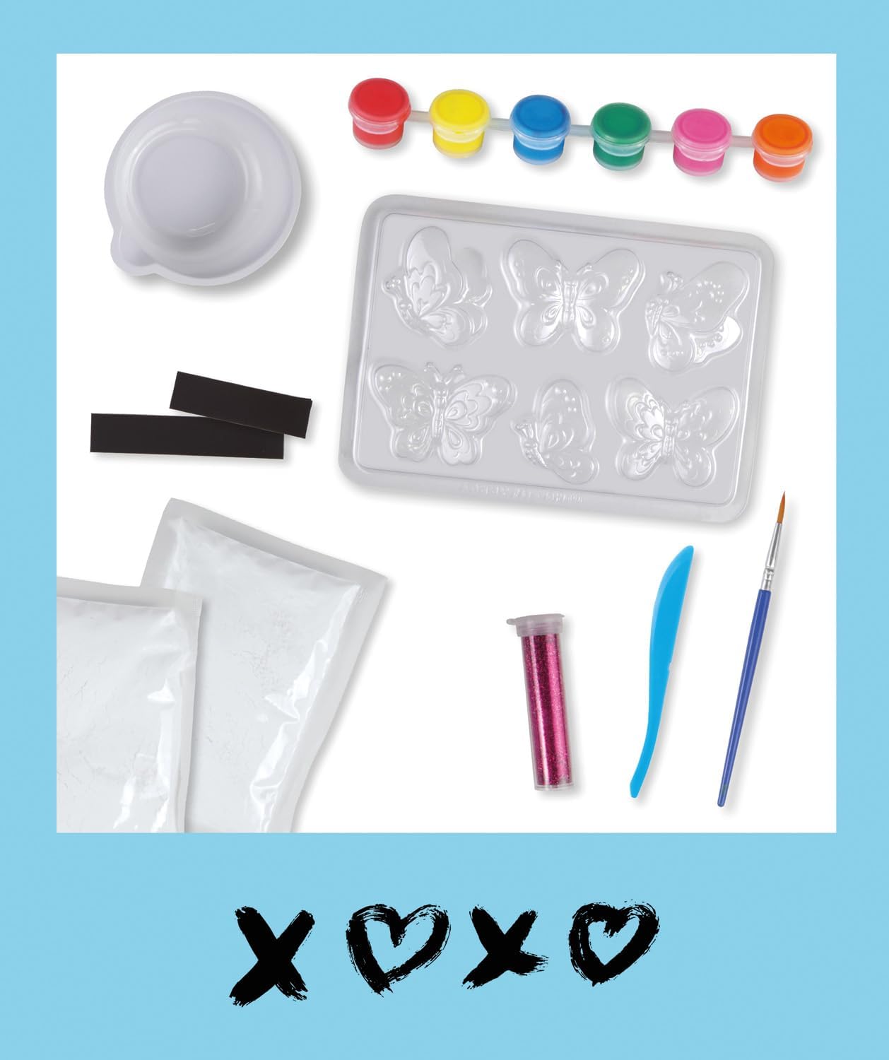 Lena 42707 Plaster Casting Set, Glitter Butterflies, Creative Set for Children from 8 Years for Self-Casting of Charming Butterflies, with Plaster, Moulds, Glitter and Tools – Bild 3