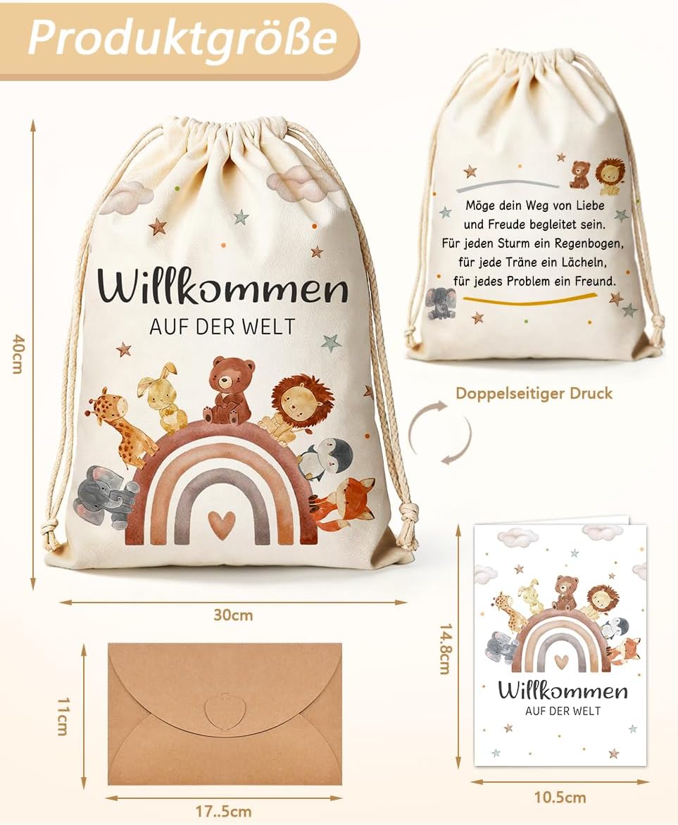 XL Birth Gift Bags Made of Canvas, Gift for Birth Boy Girl – Bild 2