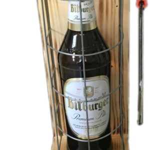 „Herzlichen Glückwunsch“ Iron Reserve with a Bottle of Bitburger Pils 0.50 L Including Hacksaw for Cutting the Grille – The Gift Idea