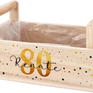Herz & Heim Birthday Gift Wooden Box for Planting with Personalised Gift Packaging Age and Name