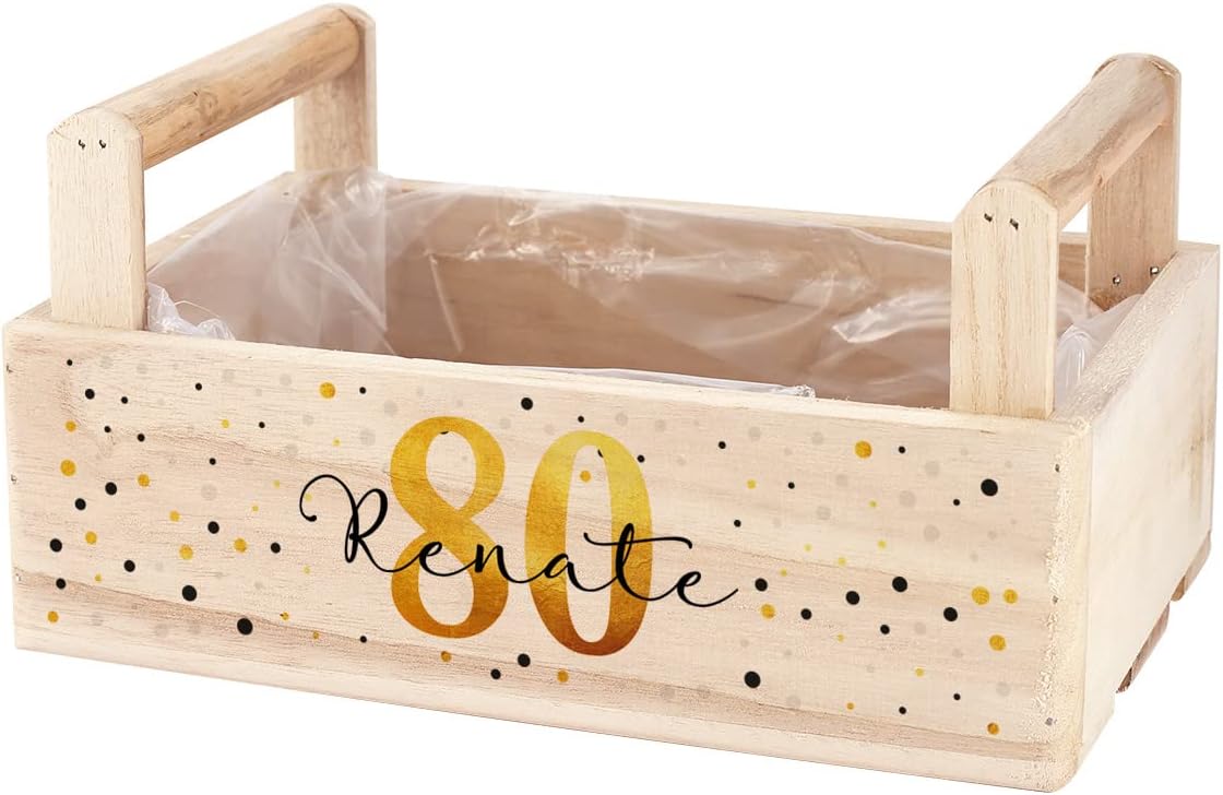 Herz & Heim Birthday Gift Wooden Box for Planting with Personalised Gift Packaging Age and Name