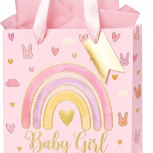 COMOOKA Baby Girl Gift Bag XL Baby Girl + 2 Tissue Paper Baby Gift Girl Baby Gifts for Birth Gift Bag Baby Shower Packaging