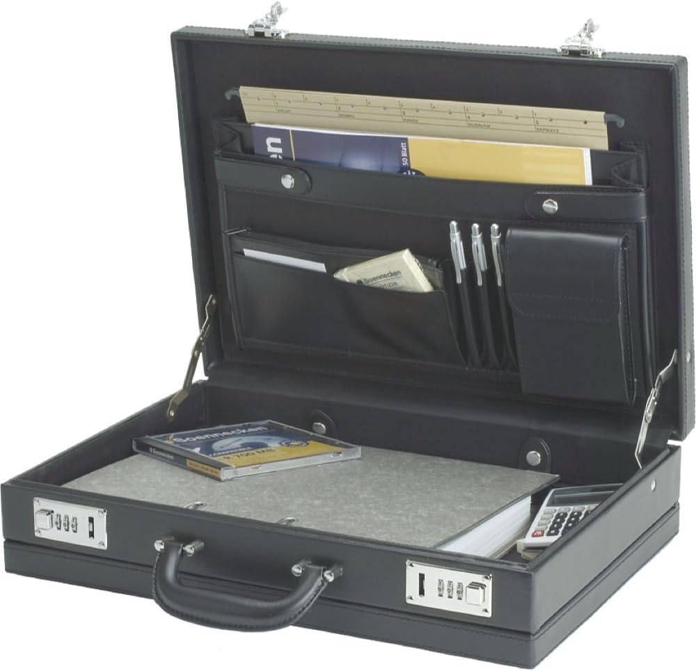 Alassio - 92300 PONTE - attache case briefcase with expandable fold, imitation leather, black – Bild 2
