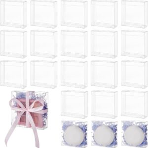 BENECREAT Pack of 50 Transparent PVC Gift Boxes, 9 x 9 x 3 cm, PVC Wedding Gift Boxes for Sweets and Chocolate, Birthday Gift, Includes Party Favours, Festival Gift Packaging