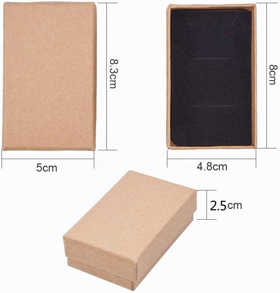 NBEADS Pack of 18 Kraft Brown Cardboard Boxes Jewellery Box Rectangle Cardboard Jewellery Box Gift Packaging Box with Lid for Bracelet Necklaces Christmas Jewellery Display Storage, 8 x 5 x 2.5 cm – Bild 2