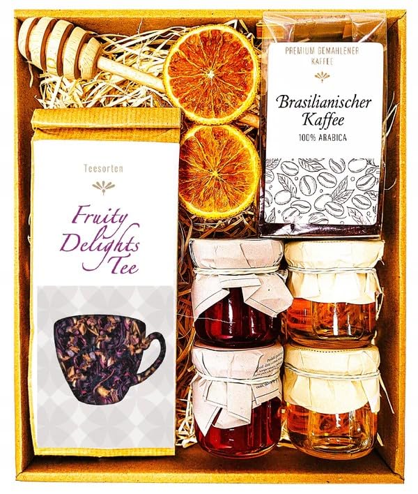 Tea Coffee Honey Jam Gift Hamper Basket for Mum, Dad, Grandma, Grandpa, Teacher