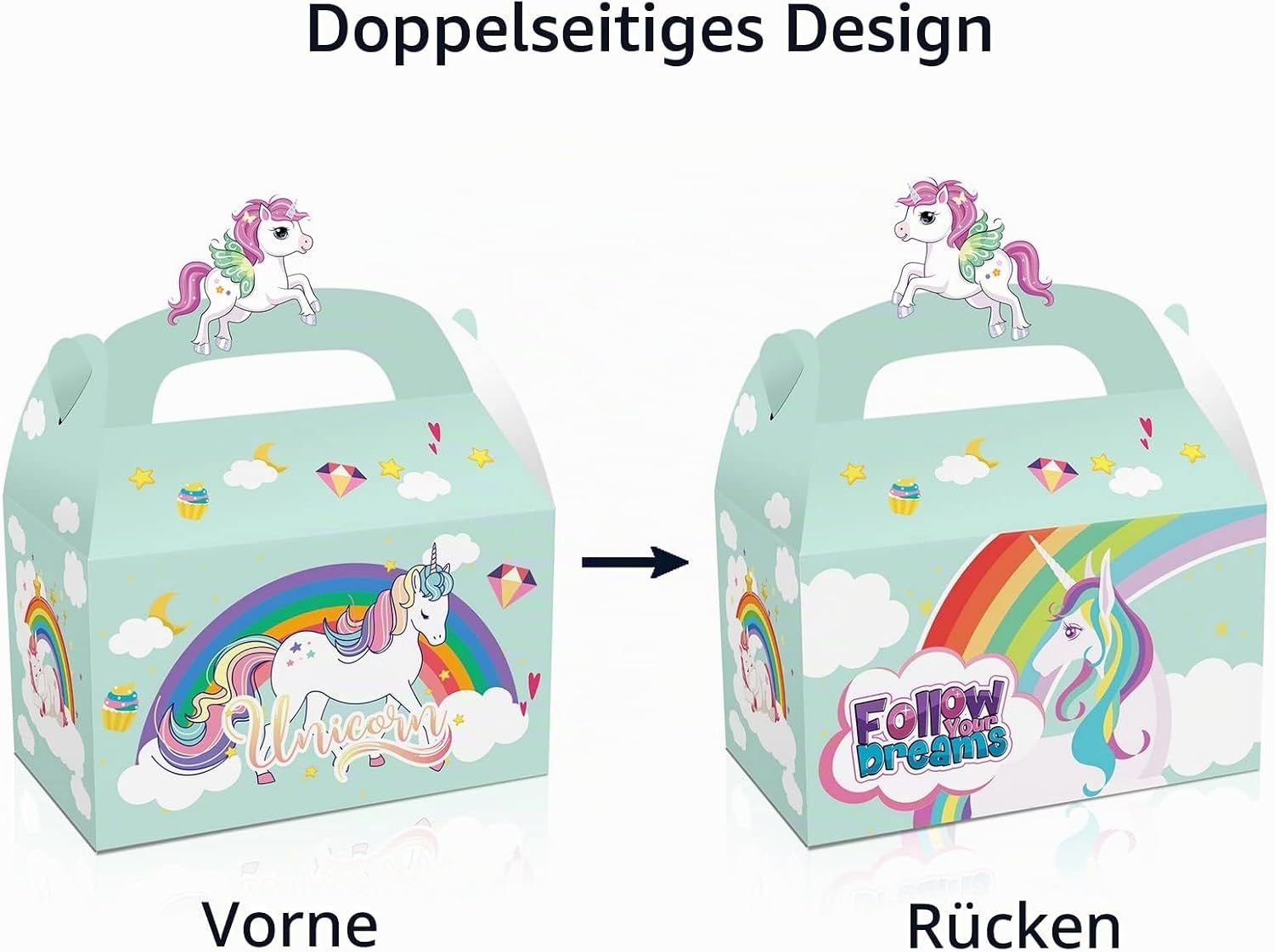 Pack of 12 Unicorn Gift Boxes Party Favour Rainbow Party Treat Theme Sweets Goodies Boxes for Children Birthday Baby Shower – Bild 5
