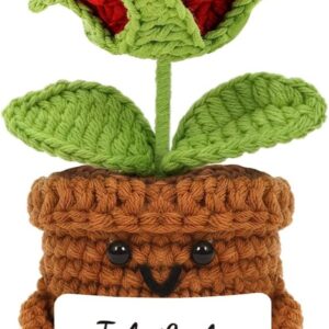 HUKUMA Gifts for Couples, I Love You Gifts for Women Men, Handmade Crocheted Rose Flower Figures, Valentine's Day, Wedding Anniversary, Love, I Love You Gift for Him