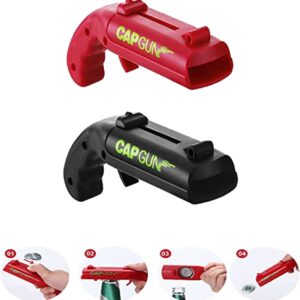Pack of 2 Cap Gun, Bottle Opener, Funny Beer Opener, Beer Gun, Cap Gun Bottle Opener Gun, Firing Cap Opener, Gadgets for Men for Home, Bar, Party, Drinking and Game