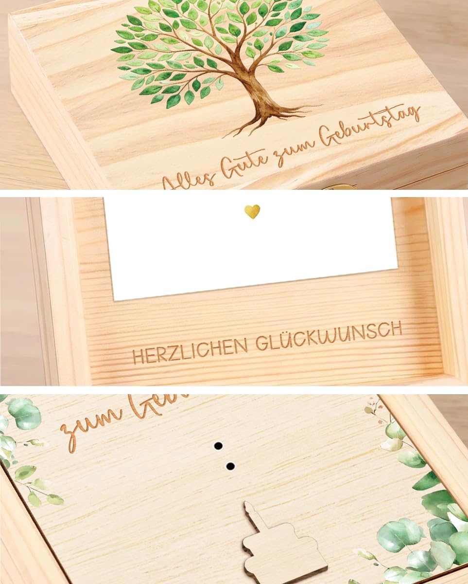Birthday Wooden Box with Lock, Money Gifts Packaging – Bild 4